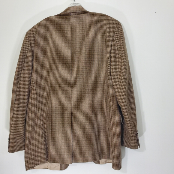 Lauren Ralph Lauren 100% Lambswool Hounds tooth Tan Jacket, Size 43L - Picture 2 of 15